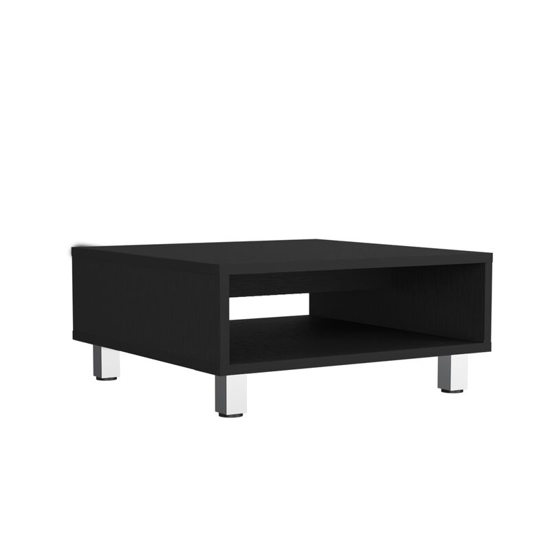 Chiniak Coffee Table 10.6" H, 1 shelf, 4 legs, Black