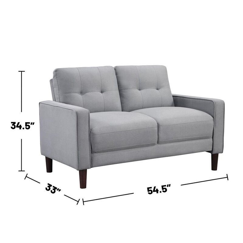 Simple Relax Upholstered Track Arms Tufted Loveseat in Grey and Dark Brown image number 3