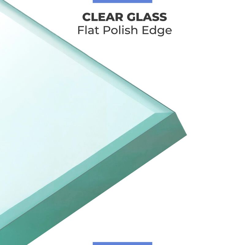 Fab Glass and Mirror Rectangle Glass Table Top, 18"" x 24"", Clear