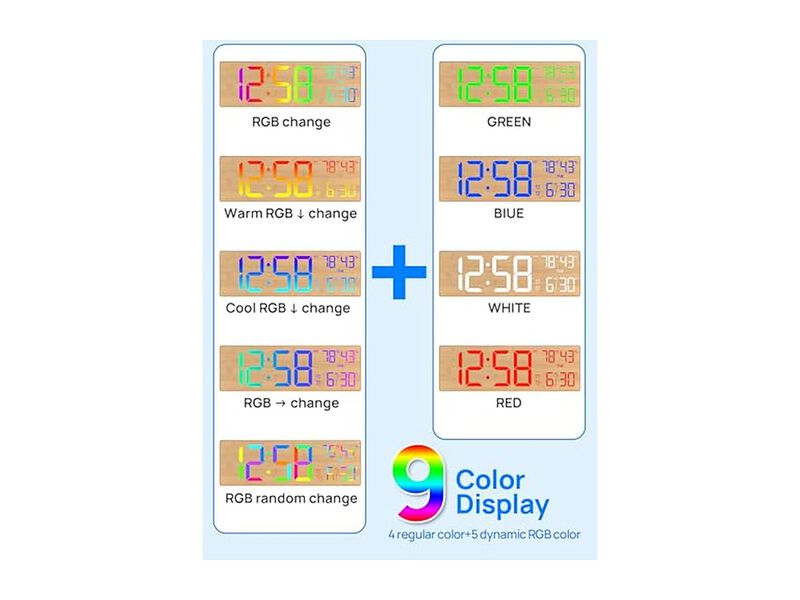 Upgrade Digital Remote Control LED Display Wall Clock 5 Inch Glow In Dark Wood image number 3