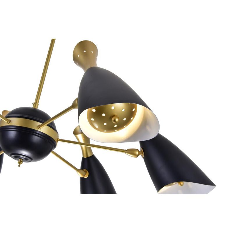 Rolin 12 Light Down Chandelier With Matte Black & Satin Gold Finish