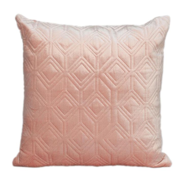 20" Pink Quilted Retro Pattern Square Throw Pillow