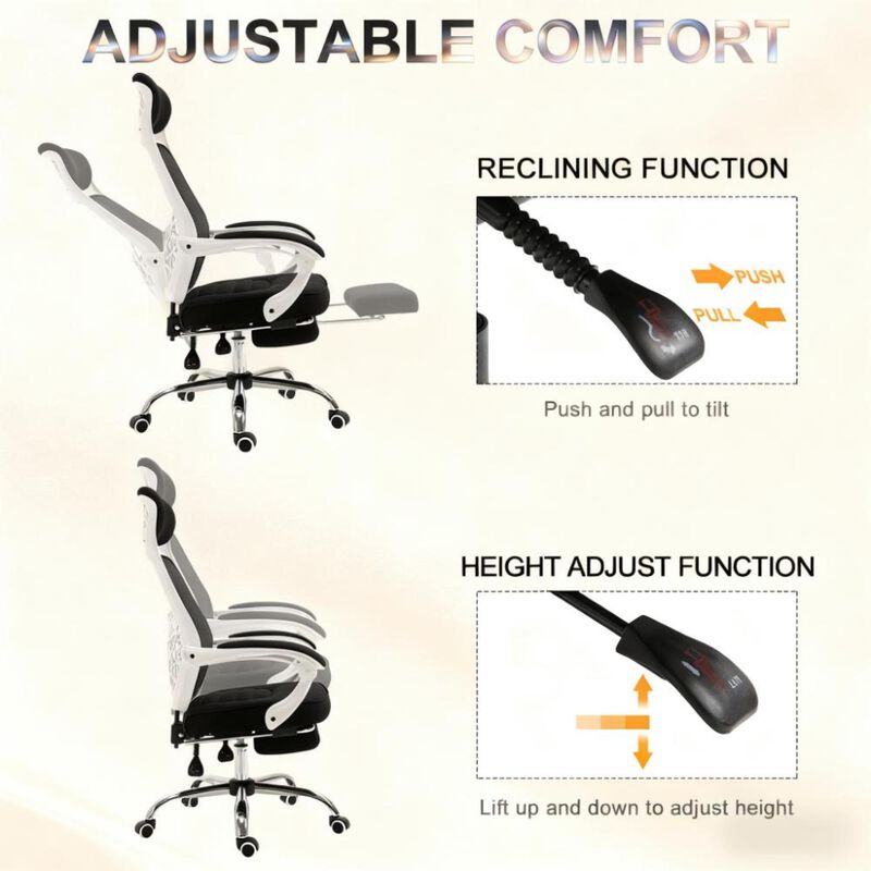 GOODSILO Ergonomic High Back Mesh Office Chair with Adjustable Lumbar Support and Retractable Footrest image number 6