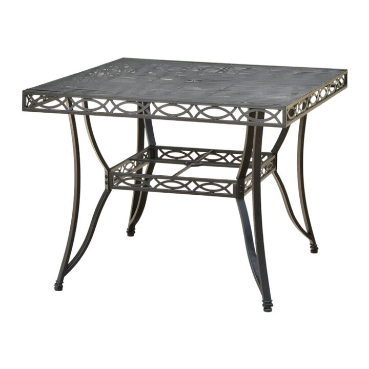 Segovia Iron 39-inch Square Dining Table with Umbrella Hole