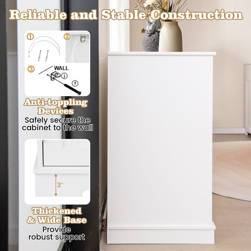 Cat Litter Box Enclosure with Storage &ndash; Double Drawer, Triple Door Setup for Easy Access & Odor Control image number 7