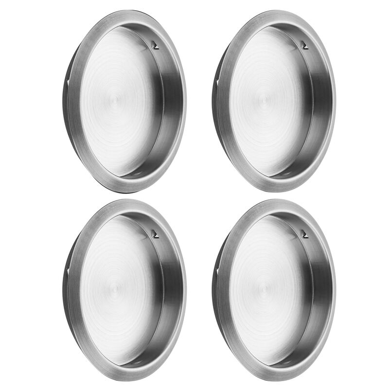JOY DECOR 4 Pack Round Pocket Door Pulls Closet Door Pulls, 2-1/8"" Brushed Nickel Closet Finger Pulls, Easy Snap in Installatio