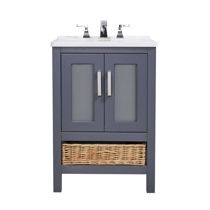 Stufurhome Rhodes 24 in. x 34 in. Engineered Wood Laundry Sink with a Basket Included