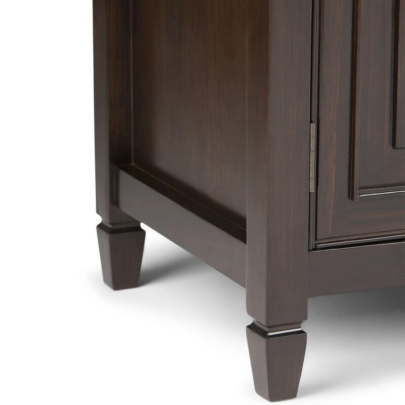 Simpli Home Solit Wood 72 Inch Wide Tv Stand In Dark Chestnut Brown For Tvs Up To 80 Inches