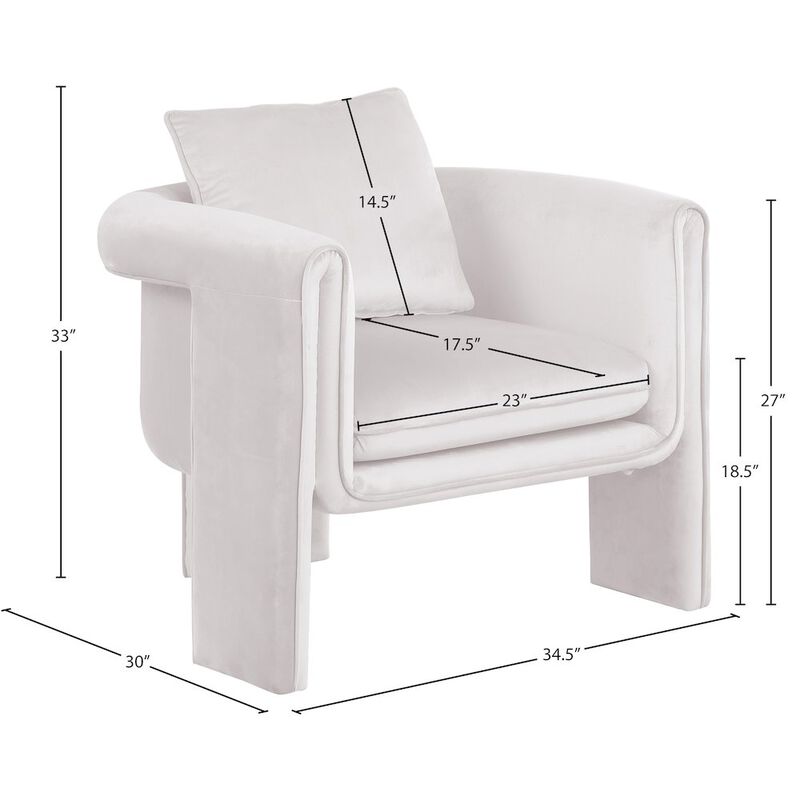 Meridian Furniture Sloan Cream Velvet Accent Chair