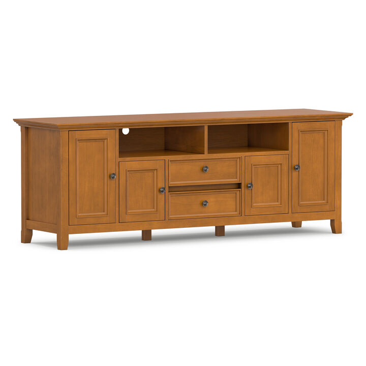 Amherst 72 inch Wide Solid Wood Transitional TV Stand in Light Golden Brown