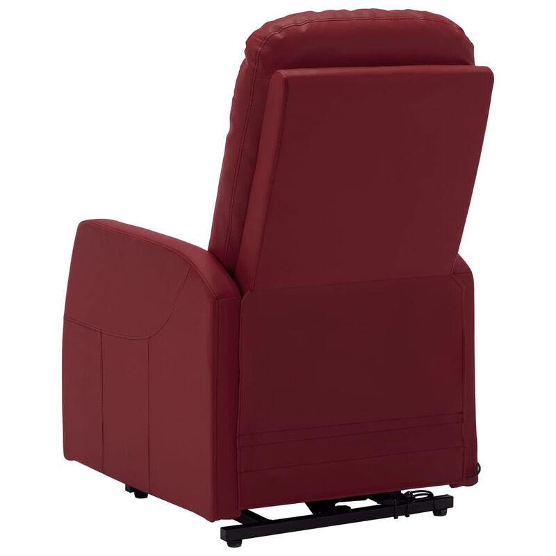 Power Lift Massage Recliner Wine Red Faux Leather
