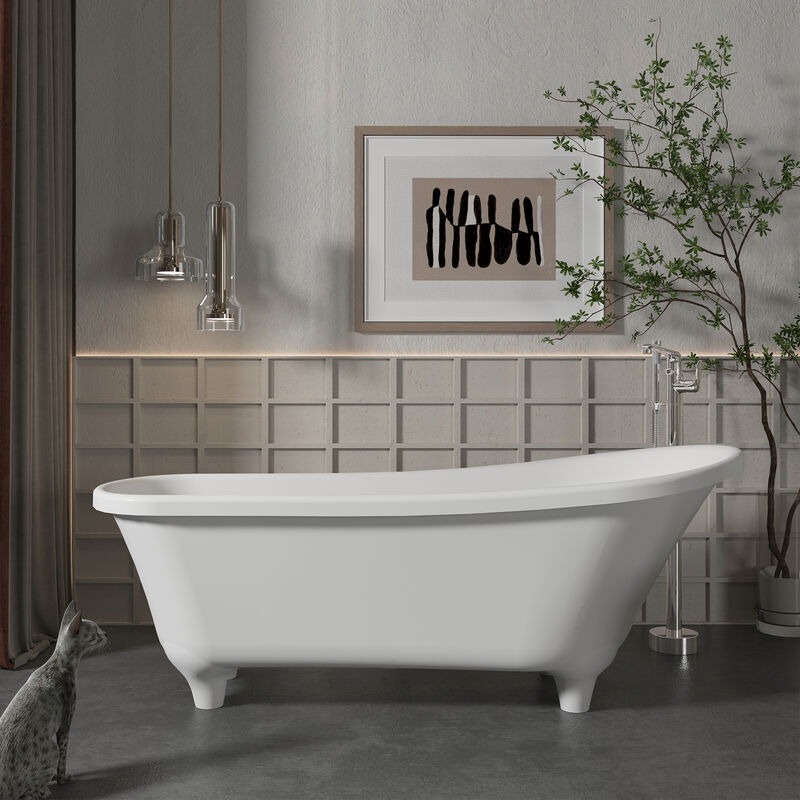 Mondawe Single-Handle Modern Floor Mount Freestanding Bathtub Faucet with Handheld Shower