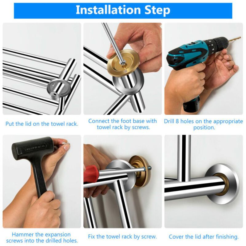 Hivvago 24 Inch Wall Mounted Stainless Steel Towel Storage Rack with 2 Storage Tier