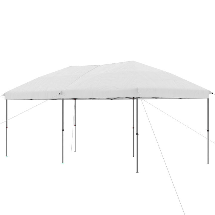 Outsunny 10' x 19' Pop Up Canopy with Easy Up Steel Frame, 3-Level Adjustable Height and Carrying Bag, Sun Shade Event Party Tent for Patio, Backyard, Garden, Off-White