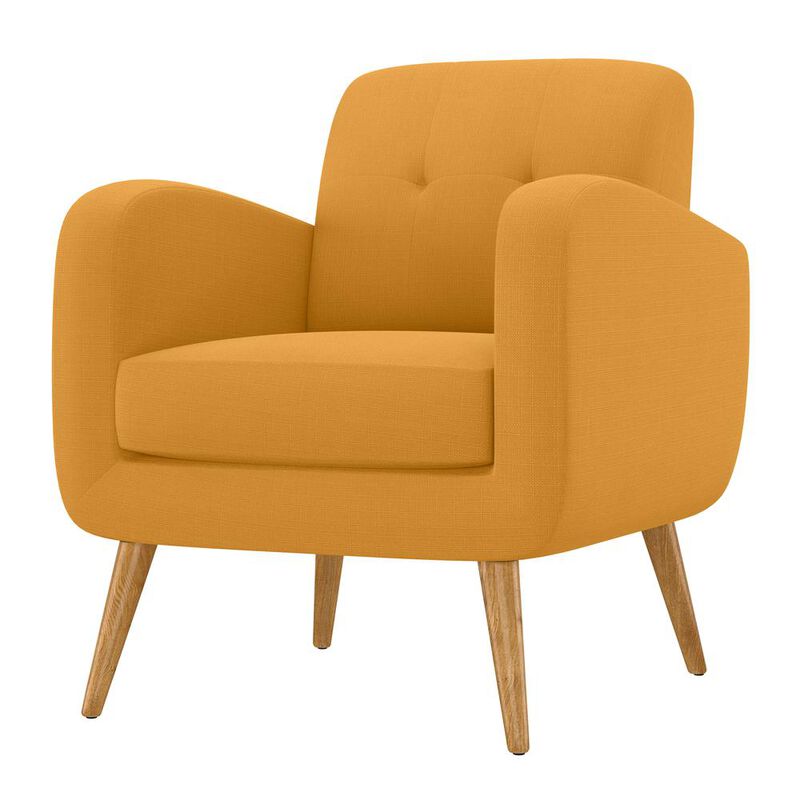 HL Home Furnishings Armchair in Mustard Yellow Linen with Natural Legs