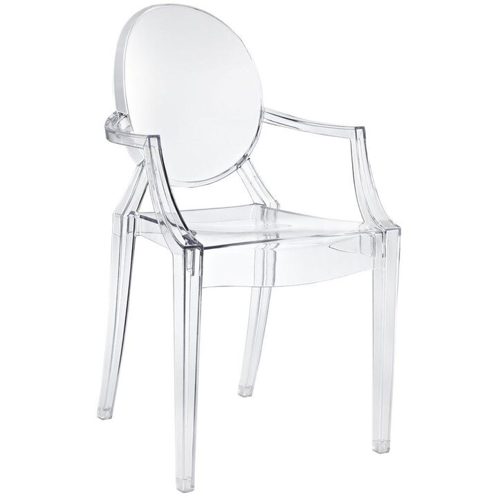 Acrylic Dining Armchair with Armrest and Stackable Design