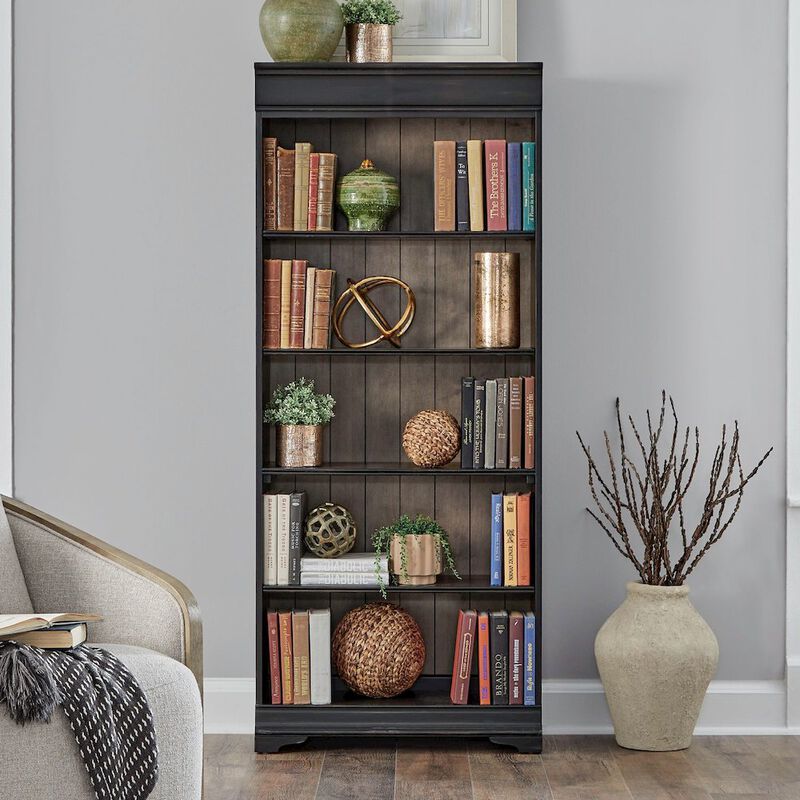 Liberty Furniture Meritage Stepped Bookcase Wall - 4 Piece Set for Home Office - Aged Charcoal image number 2