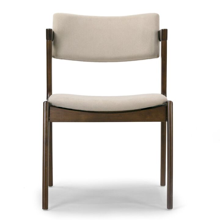 Glamour Home Set of 2 Auden Retro Modern Dark Brown Wood Wing Chair with Beige Fabric Seat