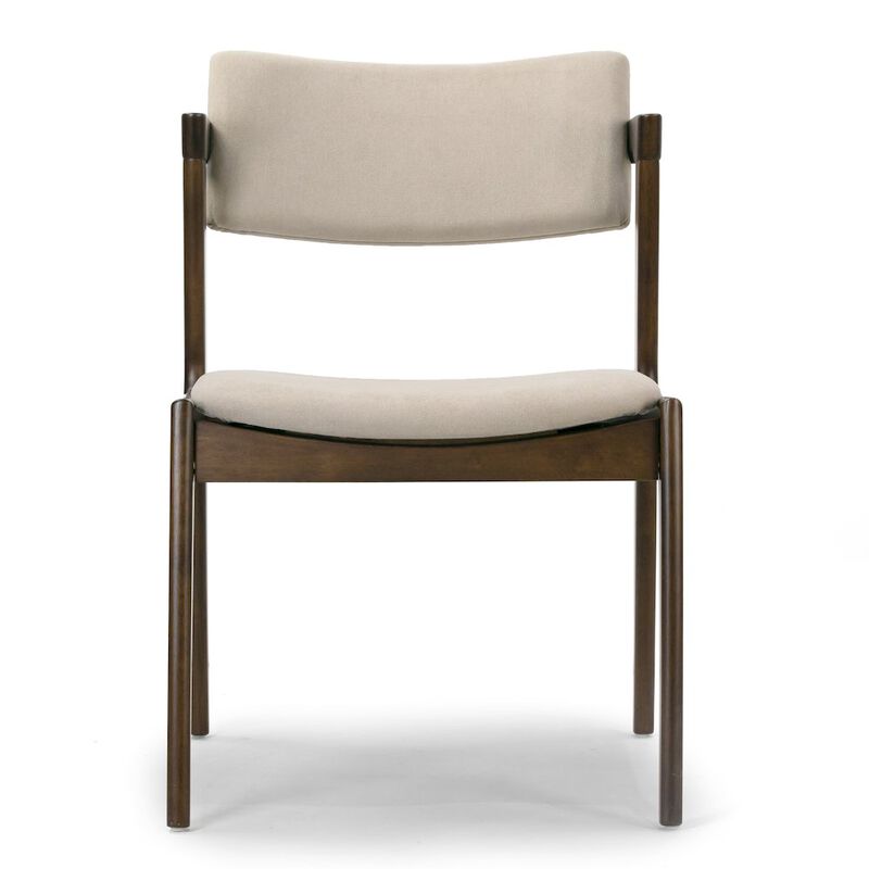 Glamour Home Set of 2 Auden Retro Modern Dark Brown Wood Wing Chair with Beige Fabric Seat