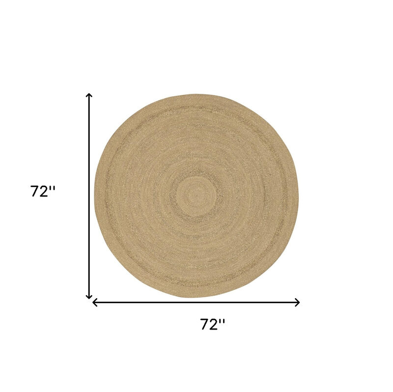 HomeRoots 6' Natural And Brown Round Handmade Indoor Outdoor Area Rug image number 4