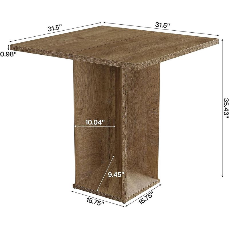 31 Inch Brown Square Bar Table with Counter Height Design for Home Bar image number 2