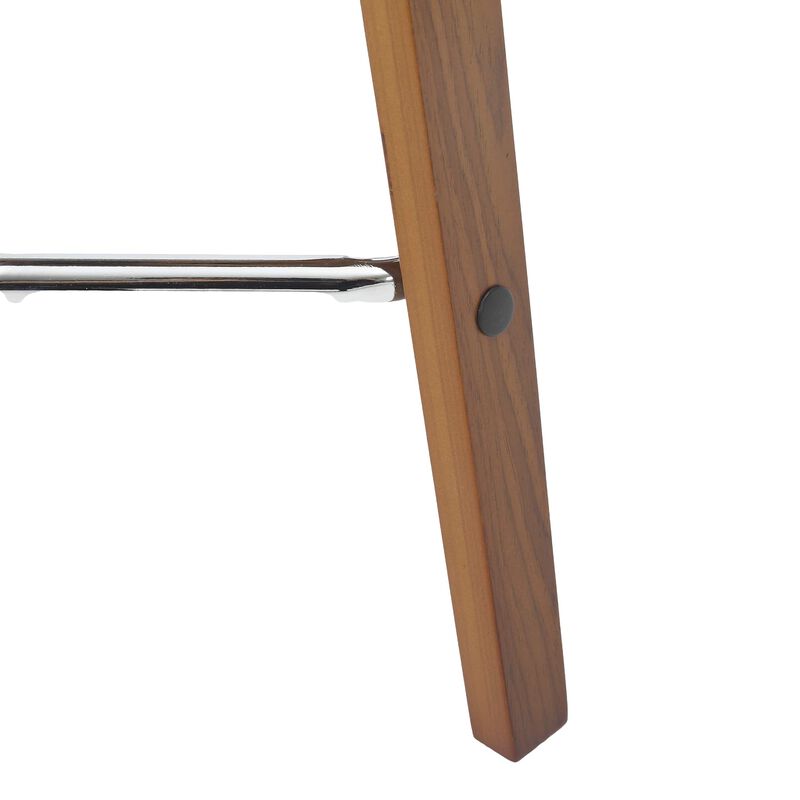 LeisureMod Square Counter Stool Upholstered in Leather with Poplar Wood Frame and Chrome Iron Footrest 360-Degree Swivel for Modern Home, Kitchen, Bars Pelya Collection