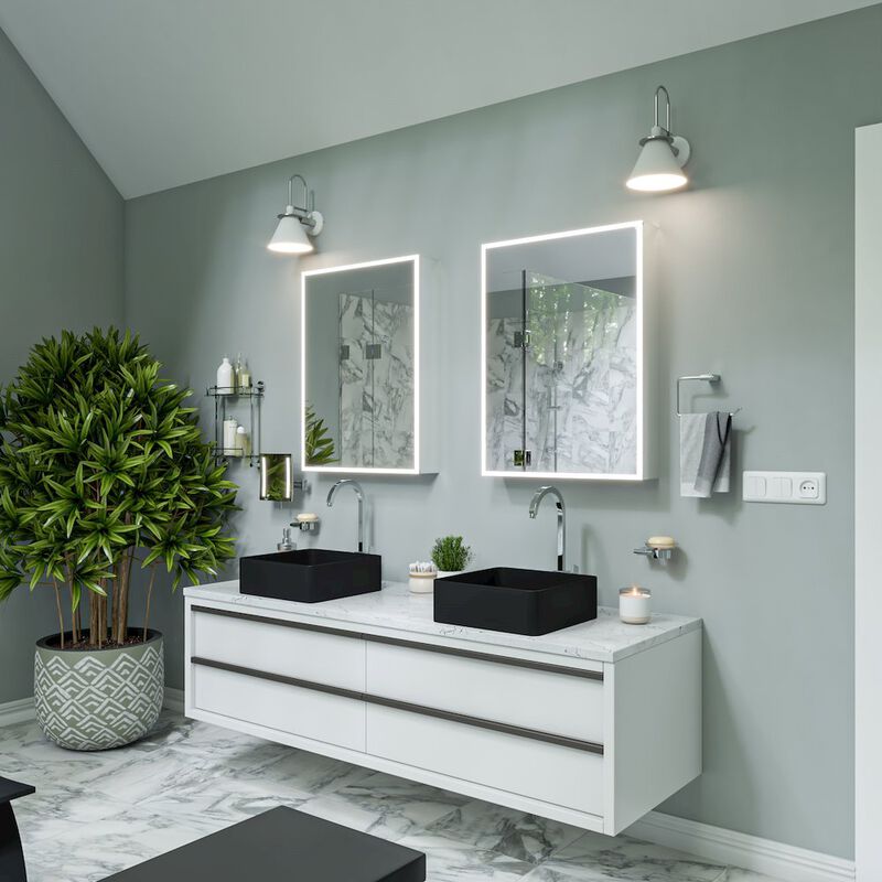 ALFI brand Black Matte 16 Modern Square Above Mount Ceramic Sink