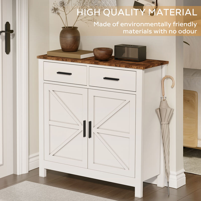 TATEUS Modern Farmhouse Buffet Cabinet - 2 Drawers 2 Doors Storage
