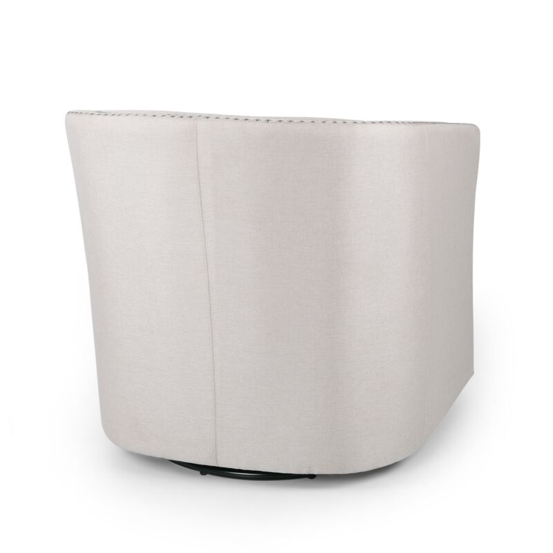 Swivel Accent Chair, Classic Round Barrel Style, Wheat Beige Fabric