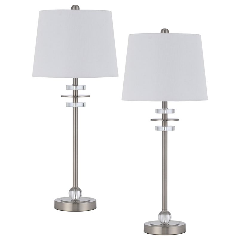 Tika Table Lamp Set of 2, Crystal Rings and Brushed Steel, Fabric Shade image number 0
