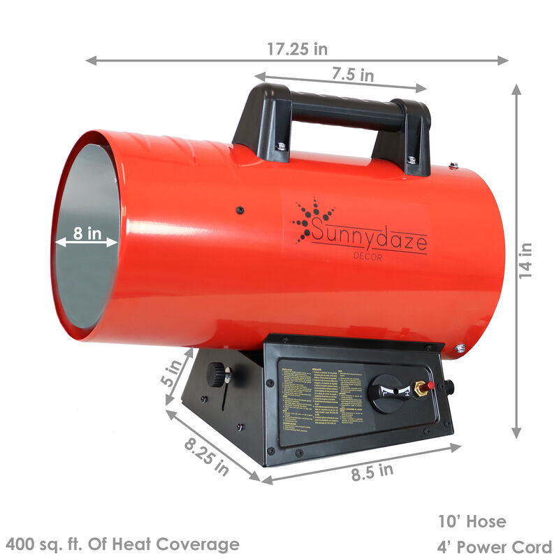 Sunnydaze 60,000 BTU Steel Forced Air Propane Heater with Auto Shut Off