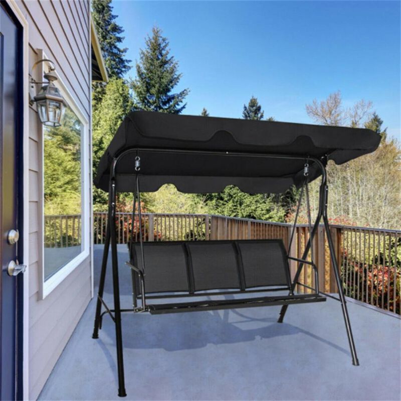3-Person Garden Swing Outdoor Patio Swing with Canopy for Relaxing in Backyard or Porch