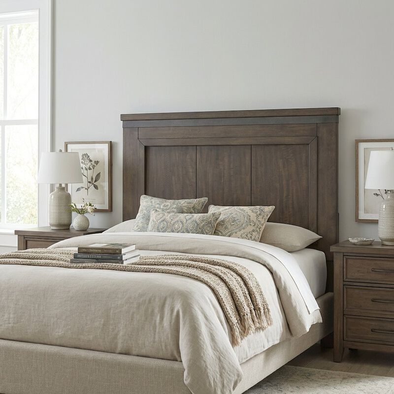Liberty Furniture Rock Beaten Brown Twin Panel Headboard with Saw Cuts Rustic Solid Wood Design image number 2