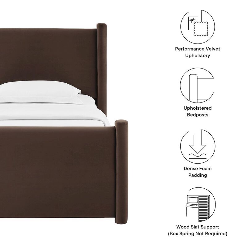 Modway Rael Performance Velvet Twin Platform Bed image number 1