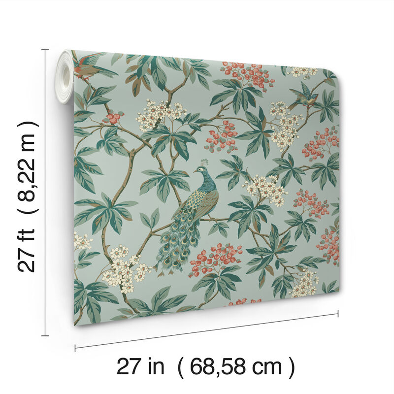 Peacock Estate Blue Wallpaper (Set of 2) image number 2