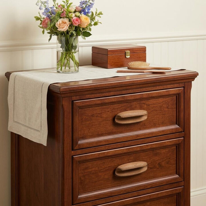HomeRoots Set of Two Brown Wood Oval Drawer Pull Knobs