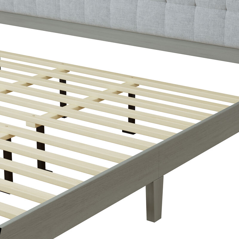 Christopher Knight Home Iska Rubber Wood Platform Bed with Tufted Headboard