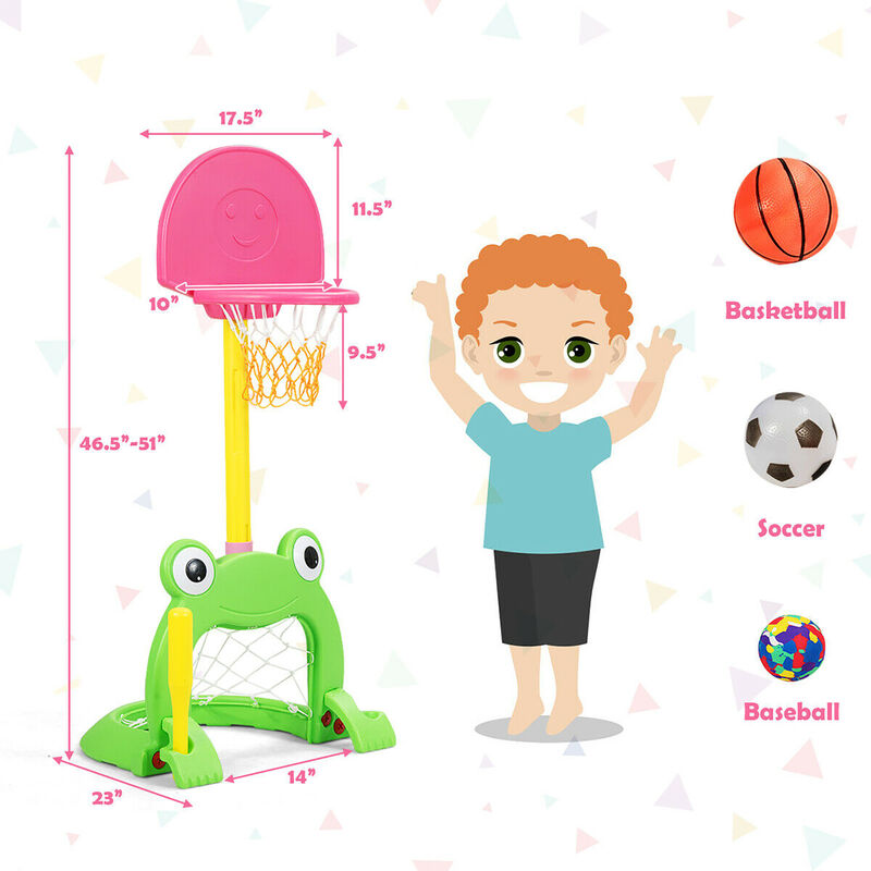 3-in-1 Kids Basketball Hoop Stand Set for Active Play