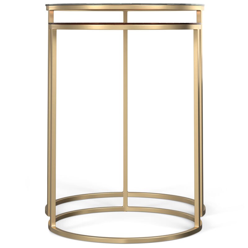 Drake Contemporary 18 inch Wide Metal Nesting table in Antique Nickel, Antique Copper, Fully Assembled