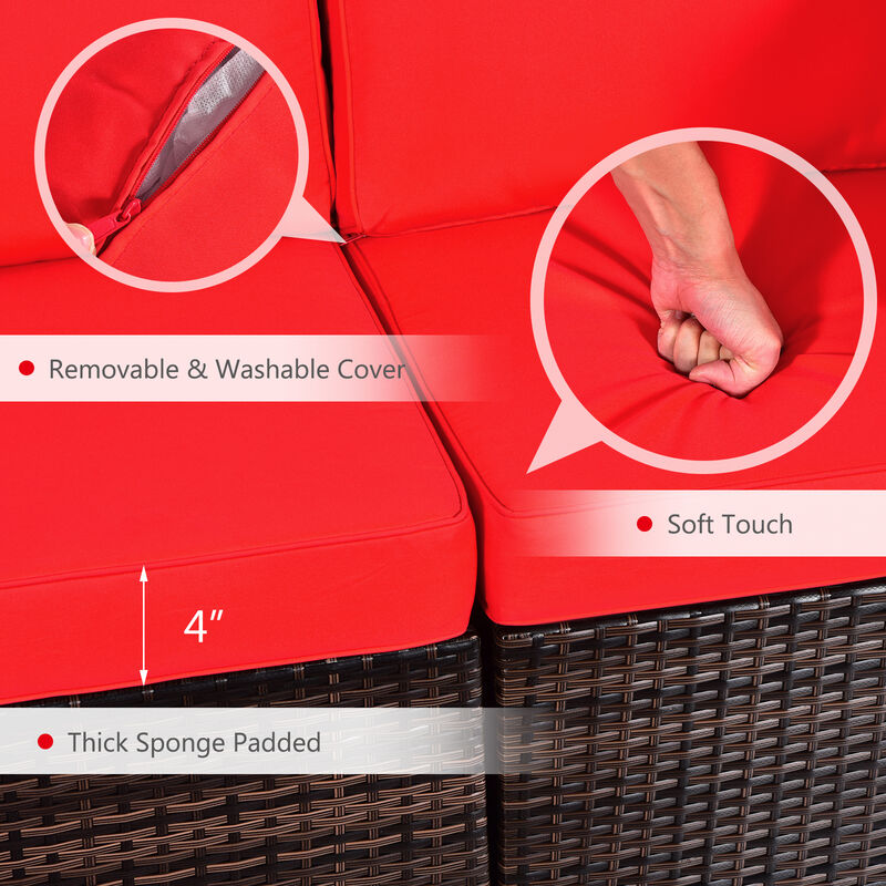 7 Pieces Patio Furniture Set with 28 Inches 50000 BTU Propane Gas Fire Pit Table