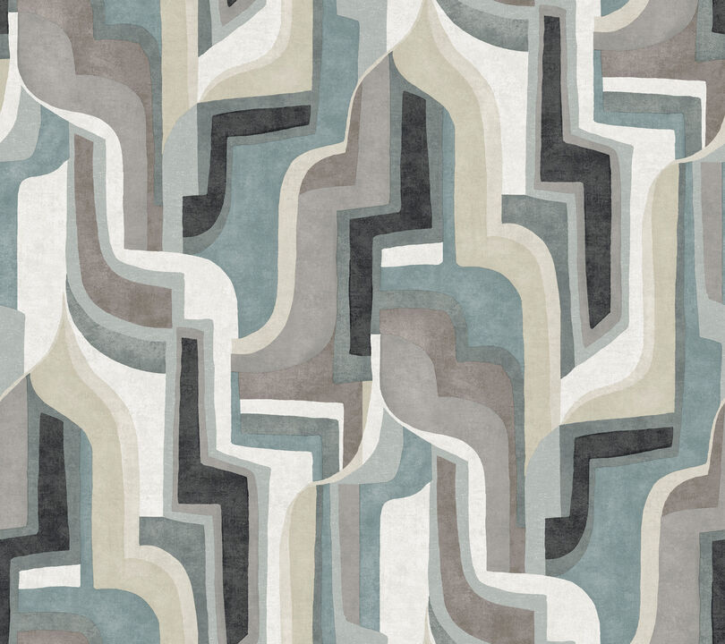 Tulum Denim Surreal Shapes Wallpaper
