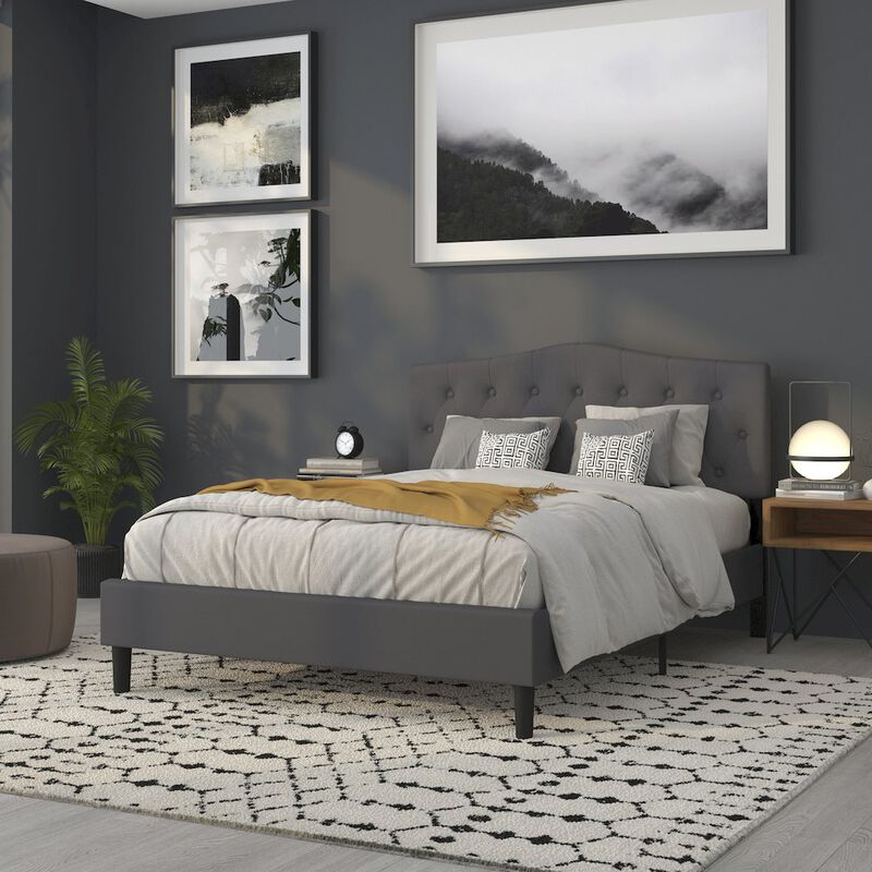 Flash Furniture Tufted Upholstered Queen Size Headboard in Dark Gray Fabric image number 8
