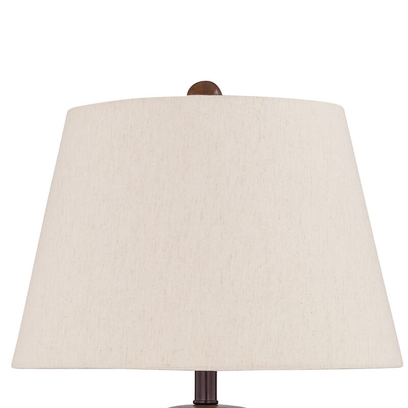 Tery Table Lamp, Empire Hardback Shade, Textured Rust Brown Metal Base - Benzara