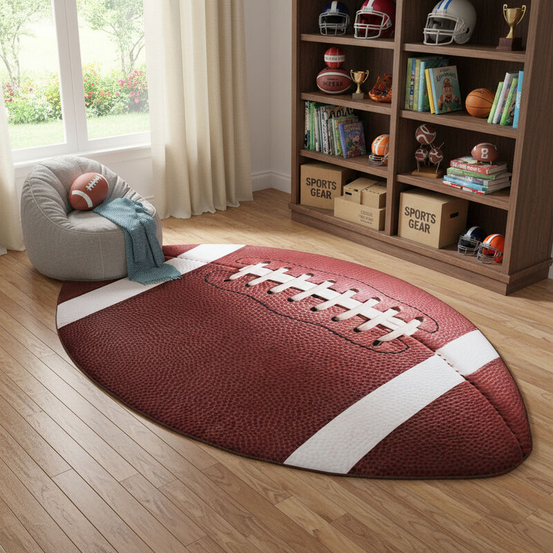 HomeRoots Football Youthful Washable Area Rug image number 1