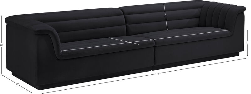 Meridian Furniture Cascade Black Velvet Fabric Modular Sofa image number 9