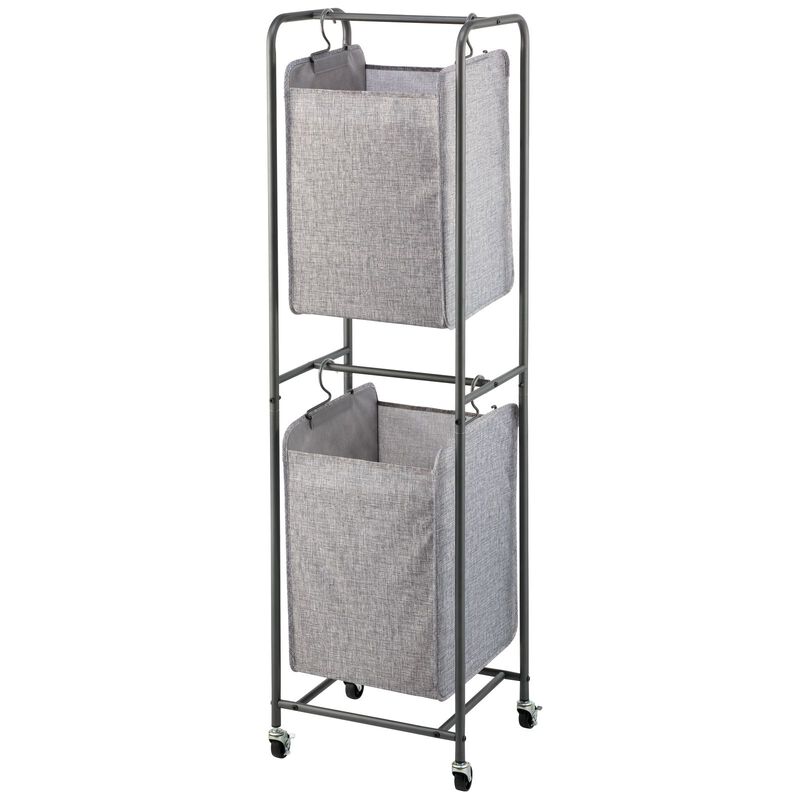 mDesign Vertical Portable Laundry Hamper Basket - Metal Frame - Black