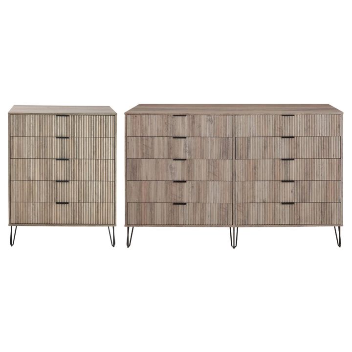 Dumbo Dresser and Chest of Drawers Set in Gray