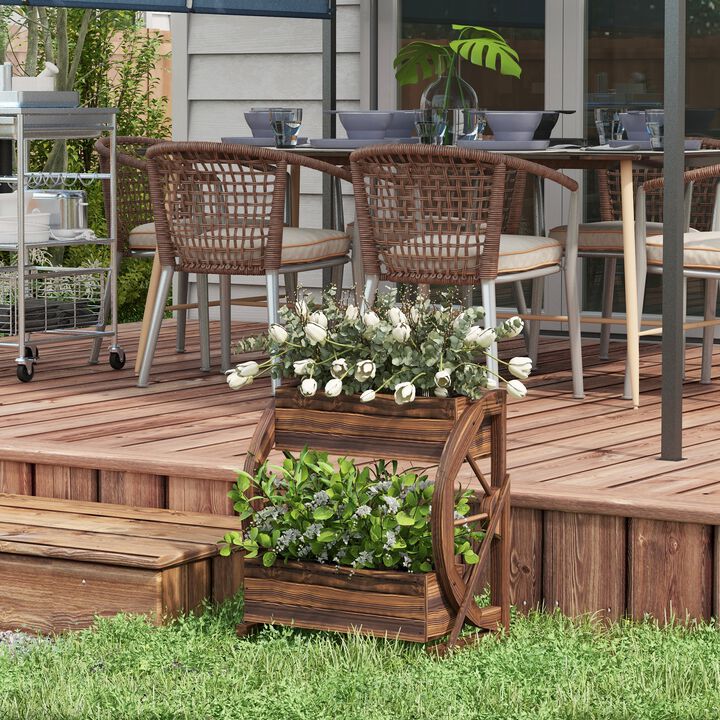 Hivvago Compact 2-Level Wooden Garden Planter