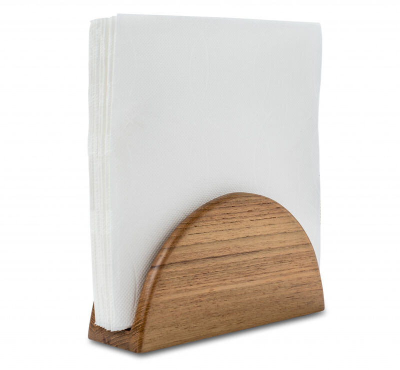 HomeRoots 6" Brown Solid Wood Napkin Holder image number 4