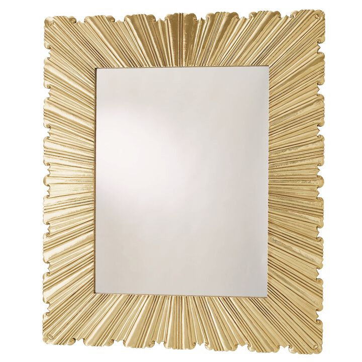 Linenfold Large Brass Mirror